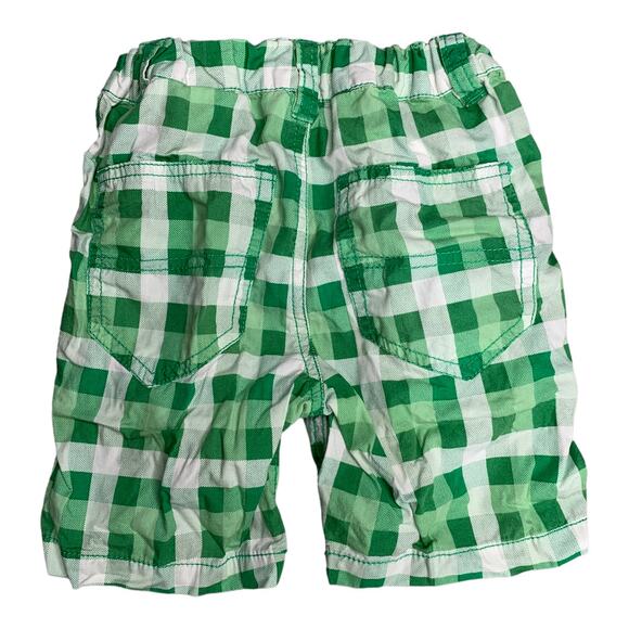 H&M green white gingham plaid shorts adjustable elastic waist 18-24 months - Picture 2 of 5